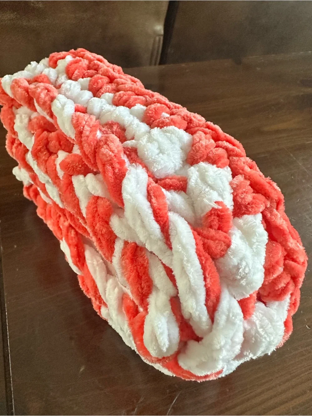 Plush Chunky Coral & White Infinity Scarf - Women Scarves